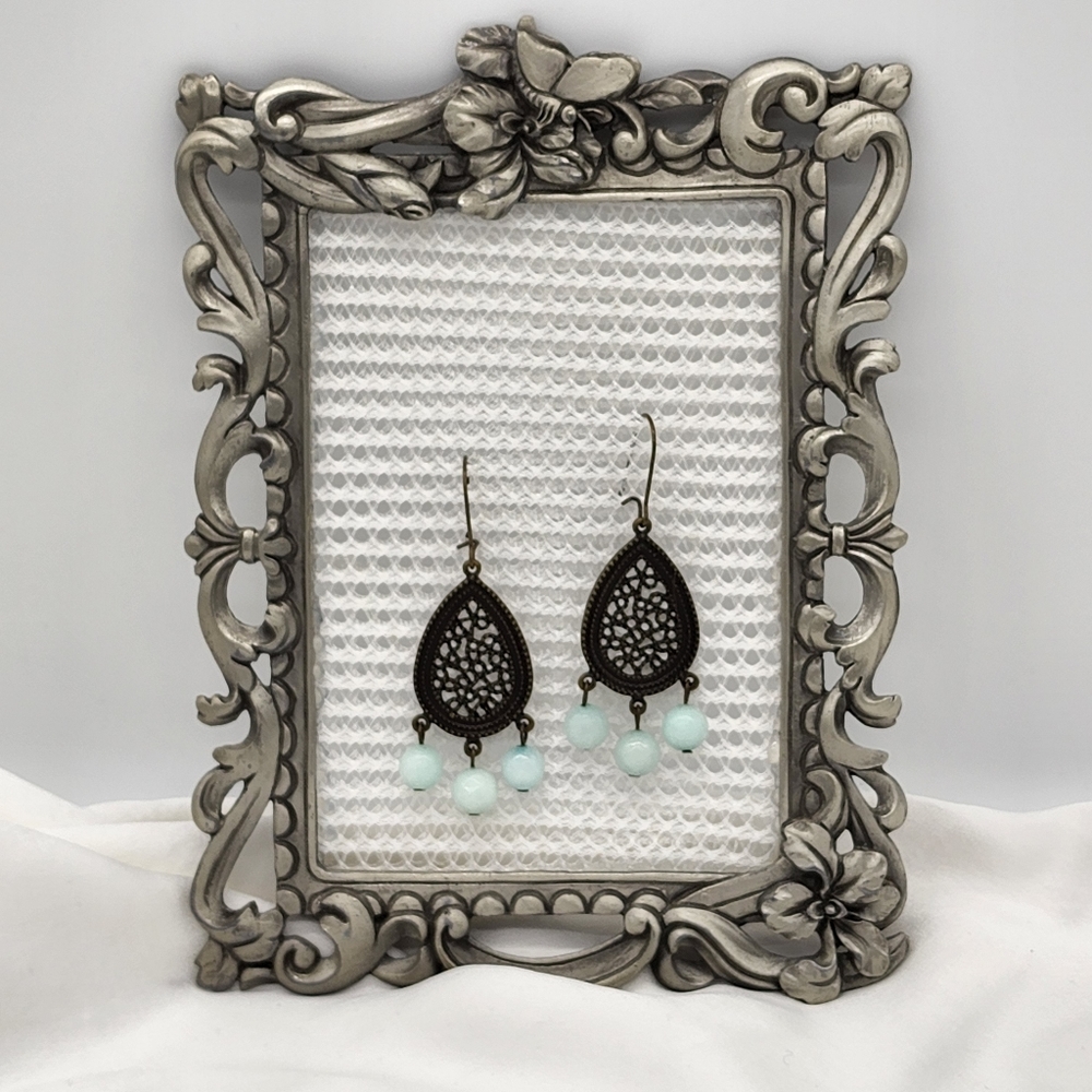 Plunder Antique Gold Design Pale Blue Beads